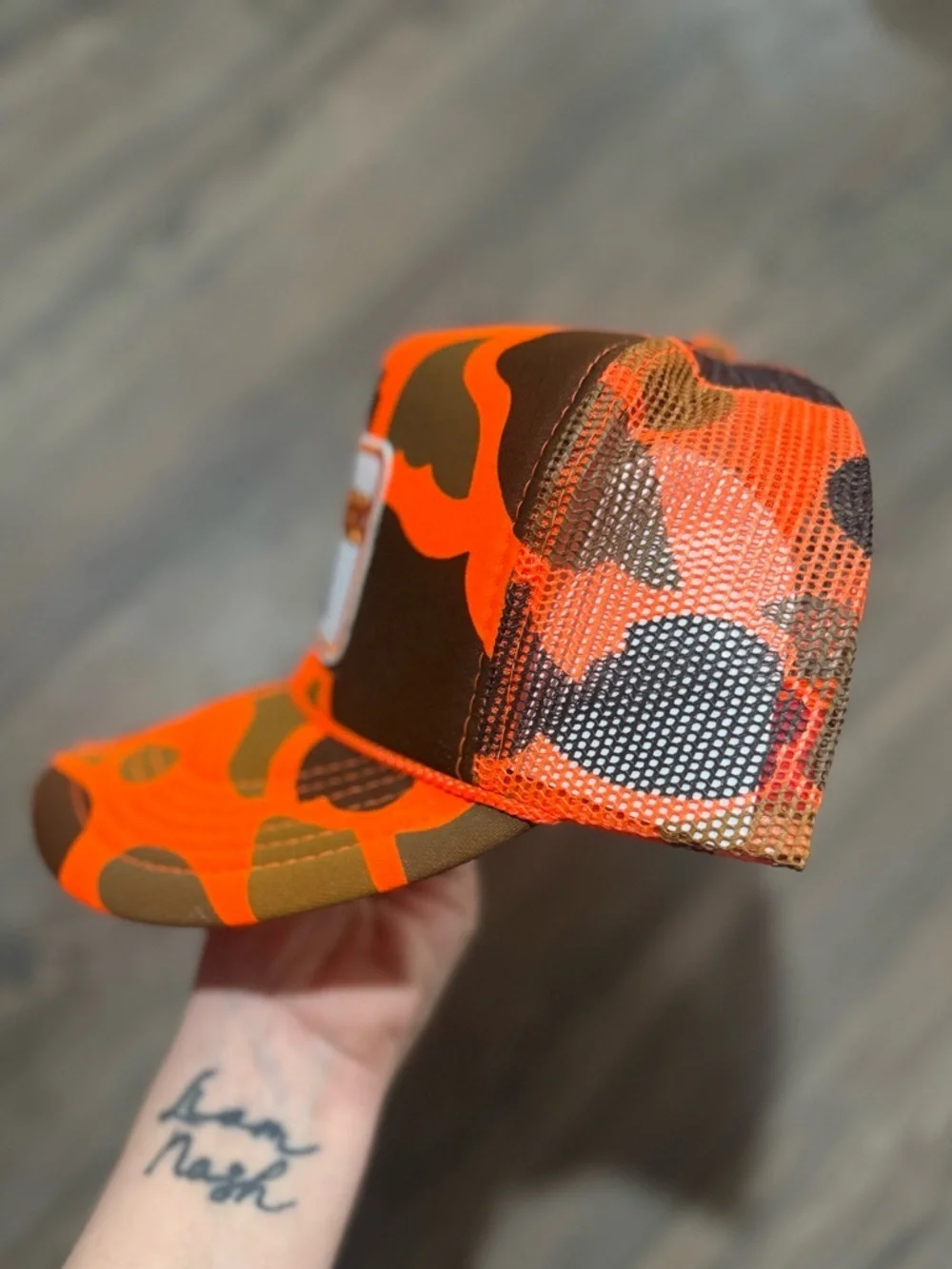 Shooters Vintage Inspired Camo Trucker Hat Blaze Orange Snapback NEW